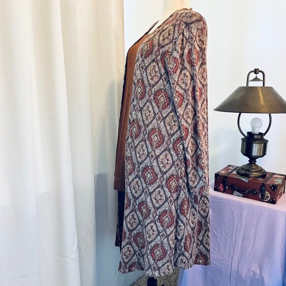 Maurices Geo Duster/Long Sweater in Orange/Brown (0X) New with Tag - Picture 3 of 9